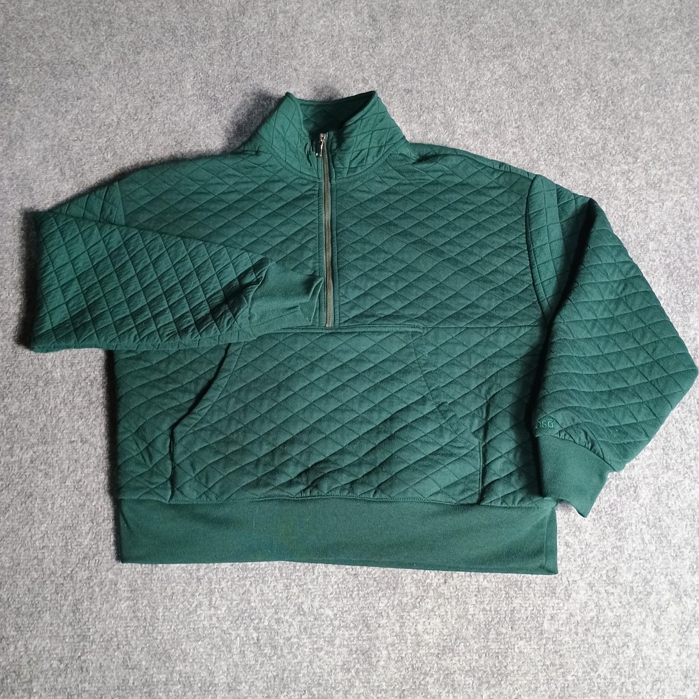 DSG Women's Medium Green Quilted 1/4 Zip Pullover Sweatshirt Long Sleeve...